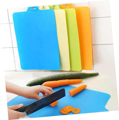 4pcs Flexible Cutting Board Non-slip Textured and Kitchen Mats for Easy Food Transfer for Chopping Fruits Meat Vegetables and Fish Includes Blue Green Beige and Orange