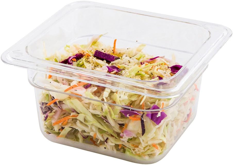 Restaurantware-2.5 Inch Deep Food Pans, 1 1/6 Size Commercial Food Storage Container - Freezable, Break-Resistant, Clear Plastic Cold Pans, Dishwashable, For Kitchens, Restaurants, Or Cafeterias