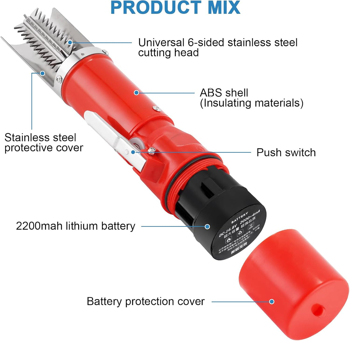 2000mAh Cordless Electric Fish Scaler Remover, Forward & Reverse Function