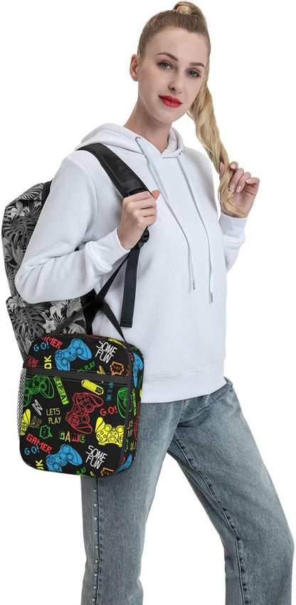 Black Cat Reusable Lunch Box Food Bag Insulated Lunch Bag for Teenage Boys Girls School Beach