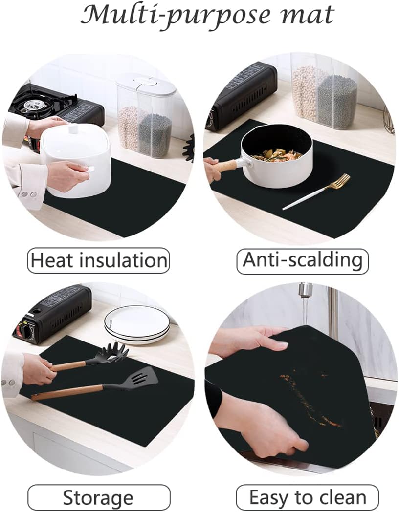 Silicone Mat for Kitchen Counter, Heat Resistant Nonskid Table Mat for Air Fryer to Site on, Countertop Protector, Thick 2MM, XL Large