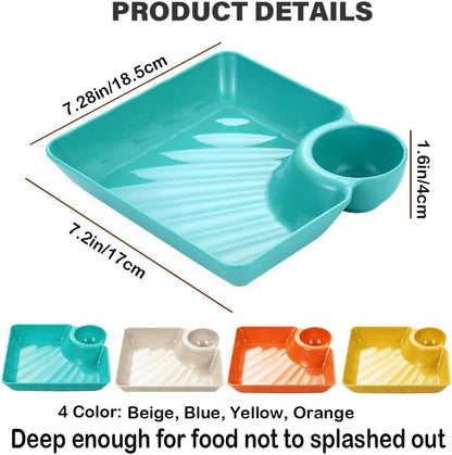 4 Pcs Chips and Salsa Serving Dish Plates, Veggie Platter Dipping Serving Trays with Sauce Rack for Buffet Family Party Appetizer Sushi Taco Salsa Charcuterie Barbecue Plate, Reusable (White 4PCS)