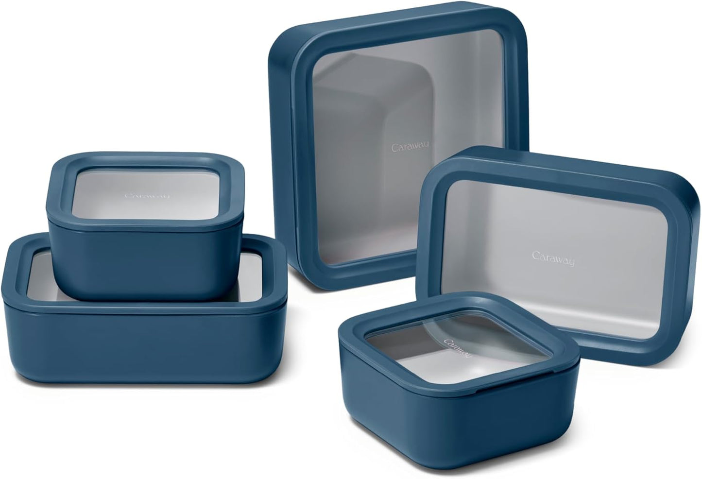 Caraway 13pc Glass Food Storage Container Set - Easy to Store, Non Toxic Lunch Box - with Glass Lids - Includes Storage Organizer - Mist