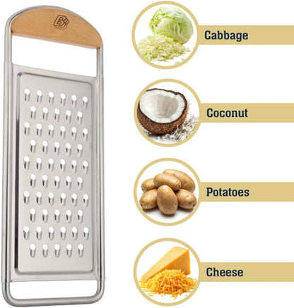Handheld Mandoline Slicer for Kitchen - Stainless Steel Flat Mandolin with Cherrywood Handle - Julienne Cutter for Vegetable and Fruits - Italian Made Kitchen Gadgets by Kings County Tools