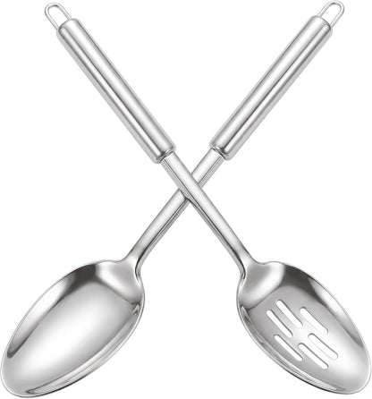 Stainless Steel Serving Spoon,Solid Slotted Spoon,Cooking Spoons Set, Kitchen Utensils Set For Mixing, Serving, Stiring Large Spoons