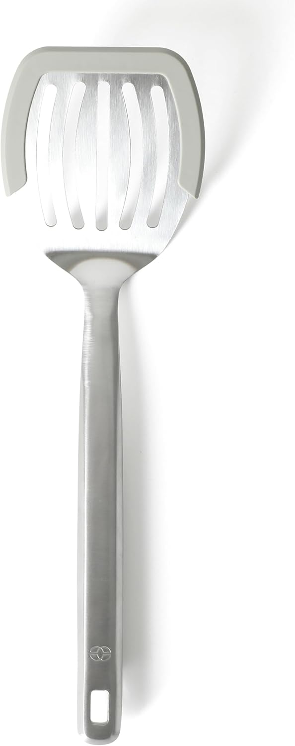 Calphalon Slotted Turner, Kitchen Flipping Spatula, Slotted Spatula, Stainless Steel Turner with Silicone Heat Resistance Handle, Nonstick-Safe Spatula for Draining and Flipping (Navy)