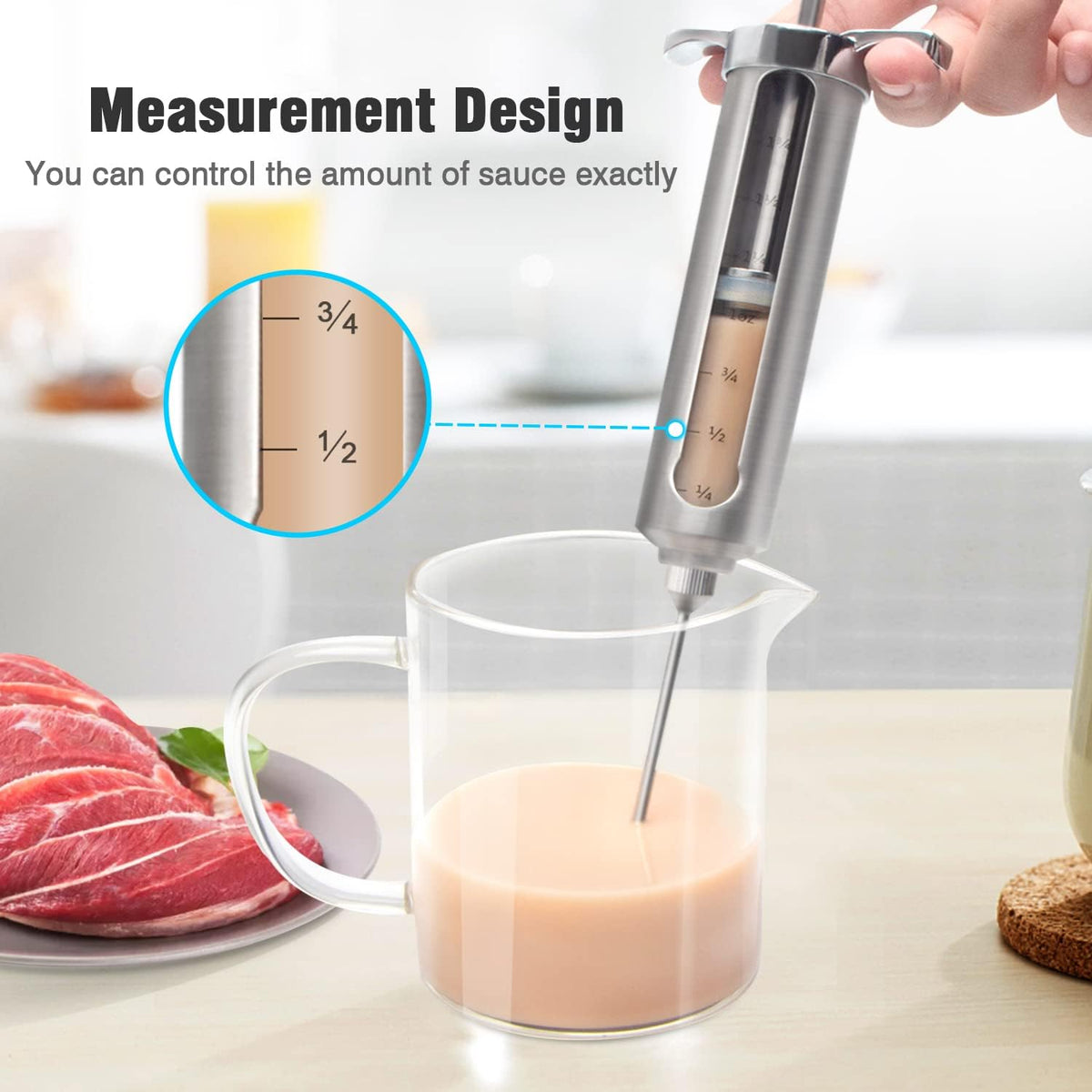 Ofargo Meat Injector Kit for Smoker with 3 Marinade Flavor BBQ Injector Syringe Needles, Injector Marinades for Meats, Turkey, Brisket; 2-oz; Paper and E-Book (PDF) User Manual Included