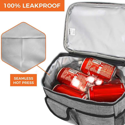opux Insulated Lunch Bag Women Men, Dual Compartment Leakproof Lunch Box Adults Kids, Double Decker Meal Prep Bento Lunch Cooler Tote with Shoulder Strap for Work Office School Travel, Floral Purple