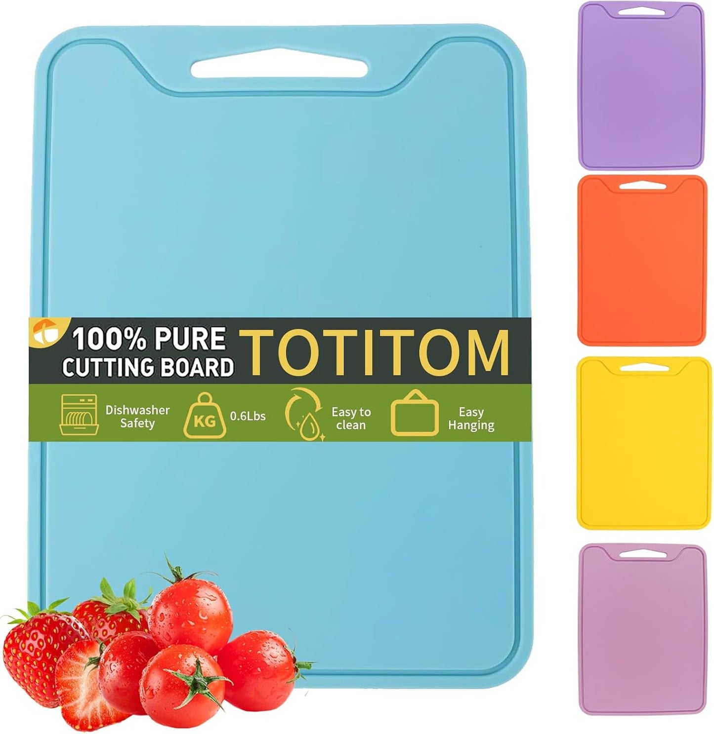 Silicone Cutting Board for Kitchen, 11.8''x 8.6'' Flexible Cutting Boards, BPA Free Non Slip Cutting Mat for Meat, Vegetables and Fruit with Easy Grip Handle, Dishwasher Safe (Deep purple)