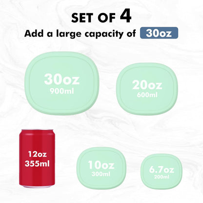 Anatole Silicone Food Storage Lunch Bento Box Set of 3 Reusable Nesting Containers with Lids BPA Free Dishwasher Microwave Oven Freezer Safe Leakproof (6.7oz, 10oz, 20oz)