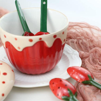 Sizikato 4pcs Porcelain Measuring Spoons with Base, Cute Cactus Shape