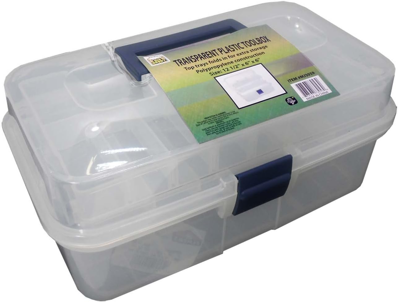 BIN BUDDY 3-Layer Stackable Clear Plastic Boxes | Removable Dividers | 5.75" (14.6 cm) x 5.75" (14.6 cm) x 5" (12.7 cm) | Ideal for Craft & Garage Organizing