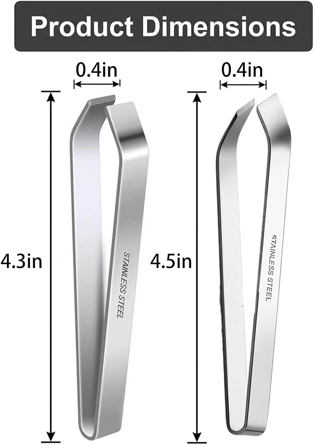 Seafood Fish Bone Remover Tweezers Set 1 Flat Tip 1 Slant Tip Stainless Steel Kitchen Seafood Tweezers for Fish Shrimp Crab Bone Picking Vein Removing Seafood Processing