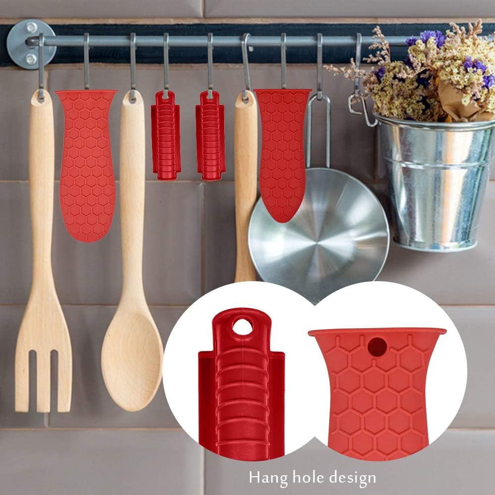Silicone Hot Handle Holder, Heat Resistant Potholder Cookware Handle Cast Iron Skillets Handles Grip Covers for Cast Iron Skillet