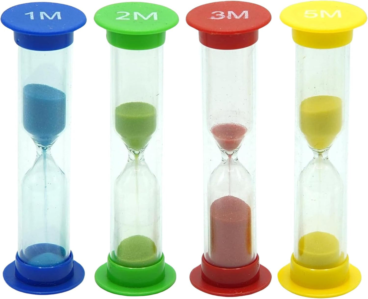 Sand Timer for Kids Set of 3 Small Colorful Hourglass Acrylic Covered Clock 1Min 2Min 5Min for Classroom, Home & Kids Room