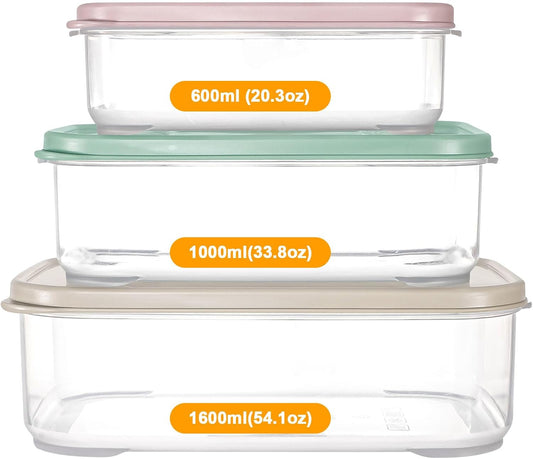 4 PCS Food Storage Containers with Lids - 100% Leak-Proof Plastic Meal-Prep Containers for Kitchen Storage and Dining out, BPA-Free, Dishwasher & Microwave Safe (Rectangle)