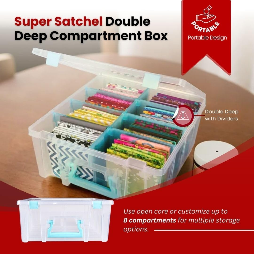 ArtBin 6990SO Super Satchel Double Deep Compartment Box - Art Storage with 8 Removable Compartments, Smart Closure for Craft Supplies (Gold - Pack of 1)