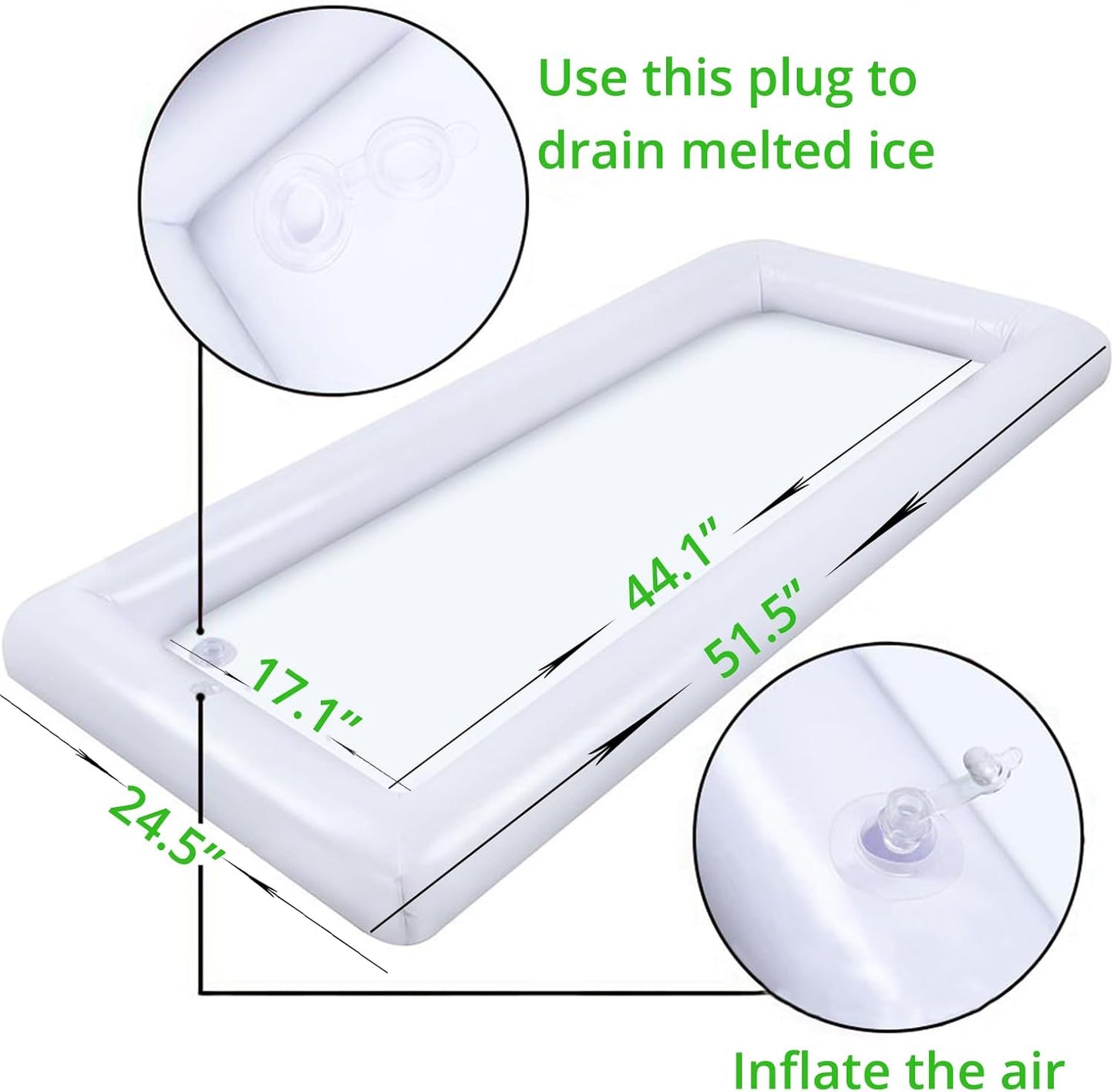 jollylife 3PCS Inflatable Cooler Serving Bars Pool Party Blow Up Coolers Food Holder Ice Tray BBQs, Picnics,Buffets Indoor Outdoor Supplies with Drain Plug Hand Pump