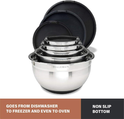 Bellemain Stainless Steel Non-Slip Mixing Bowls with Lids (4-Piece Set)