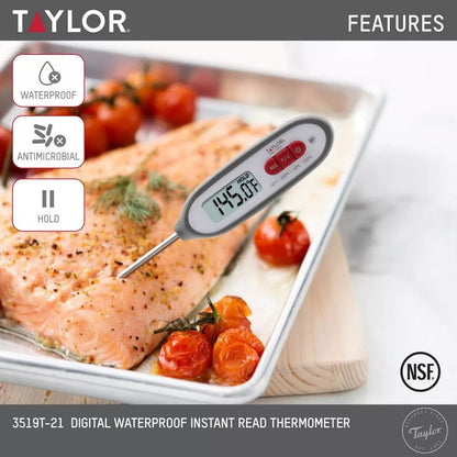 Taylor – Compact Instant-Read Pen Style Digital Kitchen Meat Thermometer - Waterproof Grey - Gray (Blue)