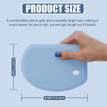 Silicone Dough Scraper with Stainless Steel Sheet, Curved Edge Flexible Bowl Scraper for Baking, Food Grade Silicone Bench Scraper for Sourdough Bread Proofing Basket, 5.98"×4.3", Dark Gray, SAPID