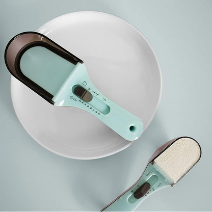 Measuring Spoons Set,2Pcs Adjustable Dosage Plastic Spoon for Take Coffee Milk Mask Powder,Spoon with Scale Kitchen Tool