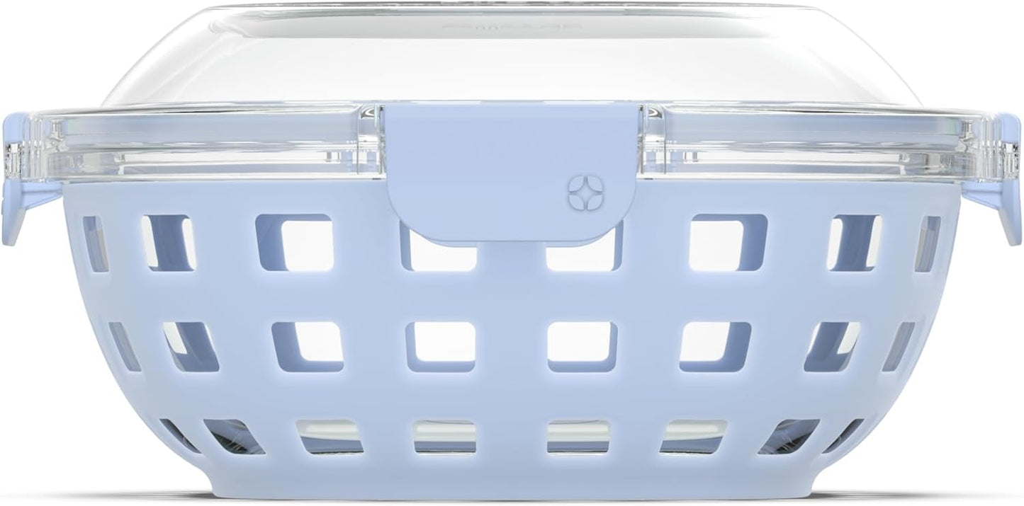 Ello Duraglass Meal Prep Container- Glass Food Storage Container with Silicone Sleeve and Airtight BPA-Free Plastic Lid, Dishwasher, Microwave, and Freezer Safe