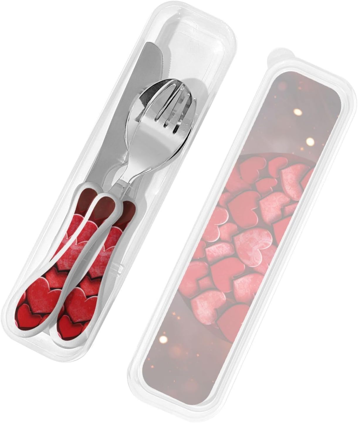 3-Piece Kids Silverware Set With Storage Case, Stainless Steel Reusable Children Safe Knife Spoon Fork Set Blue Active Girl Running Sunset Children Flatware Set For Kids Lunch Box - Colors B