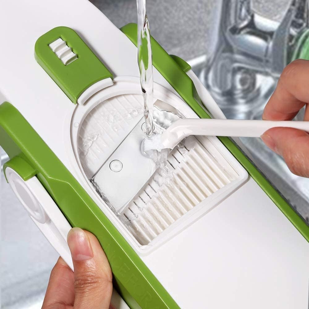 ONCE FOR ALL Safe Mandoline Slicer 5 in 1 Vegetable Chopper Food Potato Cutter, Strips Julienne Dicer Adjustable Thickness 0.1-8 mm Kitchen Chopping Artifact Fast Meal Prep (Gray)