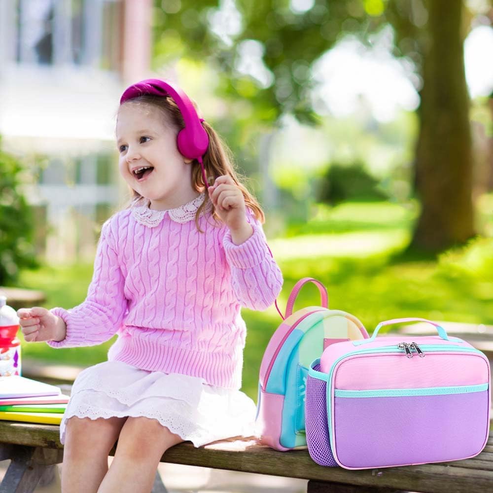 RHCPFOVR Kids Lunch Bag - Insulated Lunch Box for Boys Girls,Washable Lunch Bag and Reusable Toddler Leak-proof Lunchbox for School and Daycare - Colors B