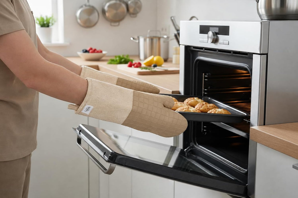 Sur La Table Kitchen Essentials Set of 2 Silicone Oven Mitts, Heat Resistant to 550°F (Green)