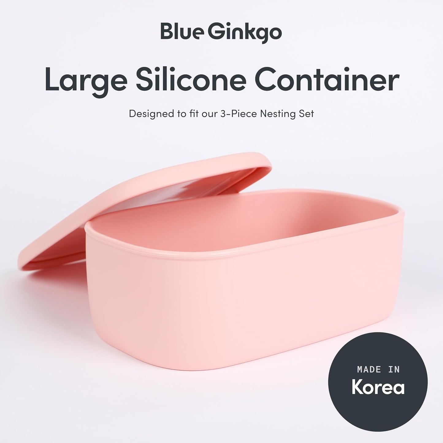 BLUE GINKGO Nesting Silicone Containers - Set of 3 Hard-Shell Silicone Food Storage Containers | BPA Free, Airtight, Dishwasher and Freezer Safe (6.7oz, 10oz, 20oz) - Green