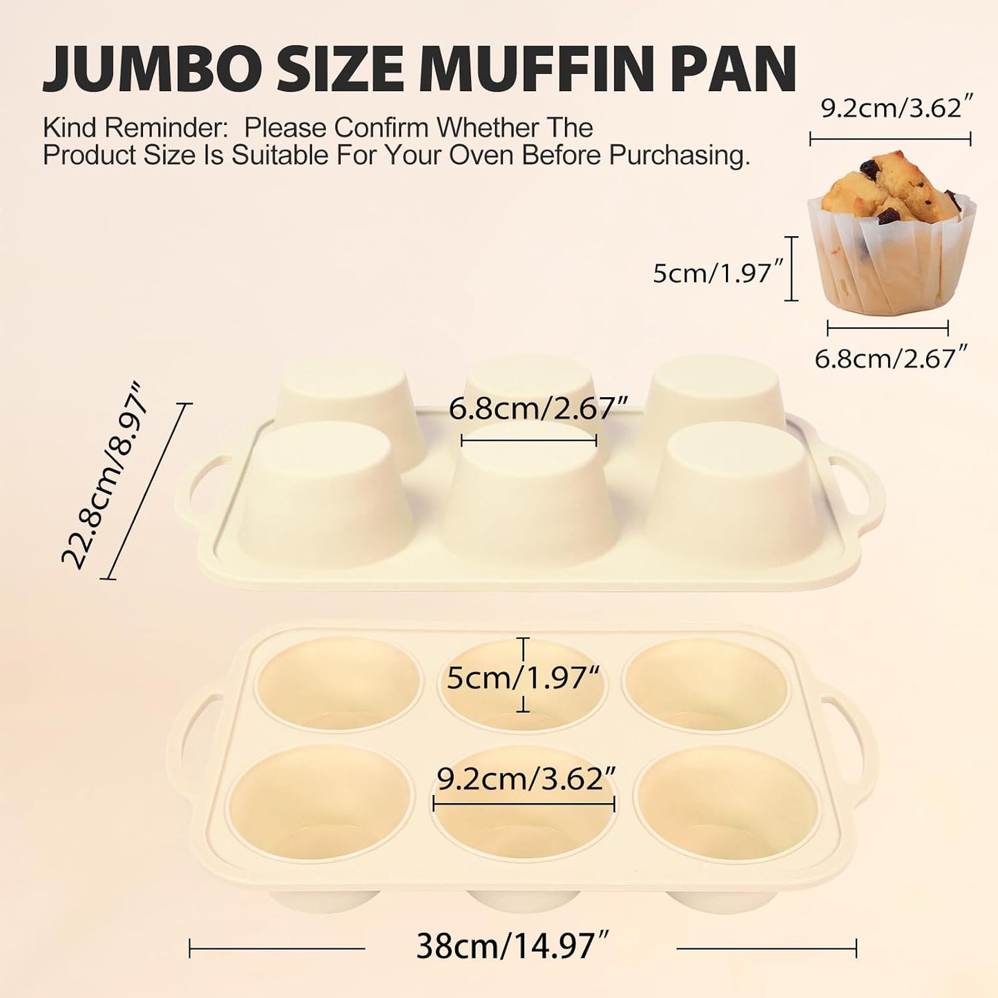 3Pcs Silicone Muffin Pan 6, 12 and 24 Cup with Metal Frame, Non Stick Jumbo Cupcake Pan with Handles, BPA Free Silicon Mini Muffin Tin Regular Tray For Baking,Egg Bites,Mold Light Grey