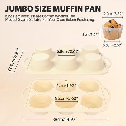3Pcs Silicone Muffin Pan 6, 12 and 24 Cup with Metal Frame, Non Stick Jumbo Cupcake Pan with Handles, BPA Free Silicon Mini Muffin Tin Regular Tray For Baking,Egg Bites,Mold Light Grey