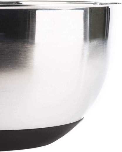 Stainless Steel Mixing Bowls with Lids and Non Slip Bases (Set of 5, Black)