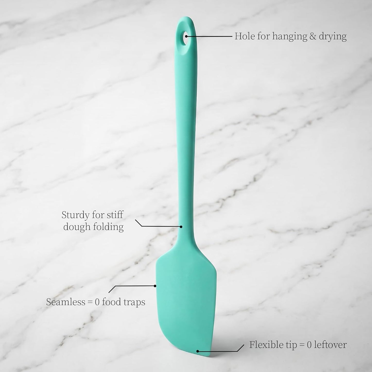 600ºF Heat Resistant Spatulas, High Heat Food Safe Semless Kitchen Silicone Scraper Set for Cooking Baking Mixing Scraping Stirring Nonstick Cookware Pan Bowl (4Pcs,Aqua Sky)