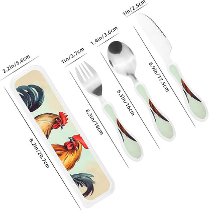 3-Piece Kids Silverware Set With Storage Case, Stainless Steel Reusable Children Safe Knife Spoon Fork Set Sugar Skulls Children Flatware Set For Kids Lunch Box