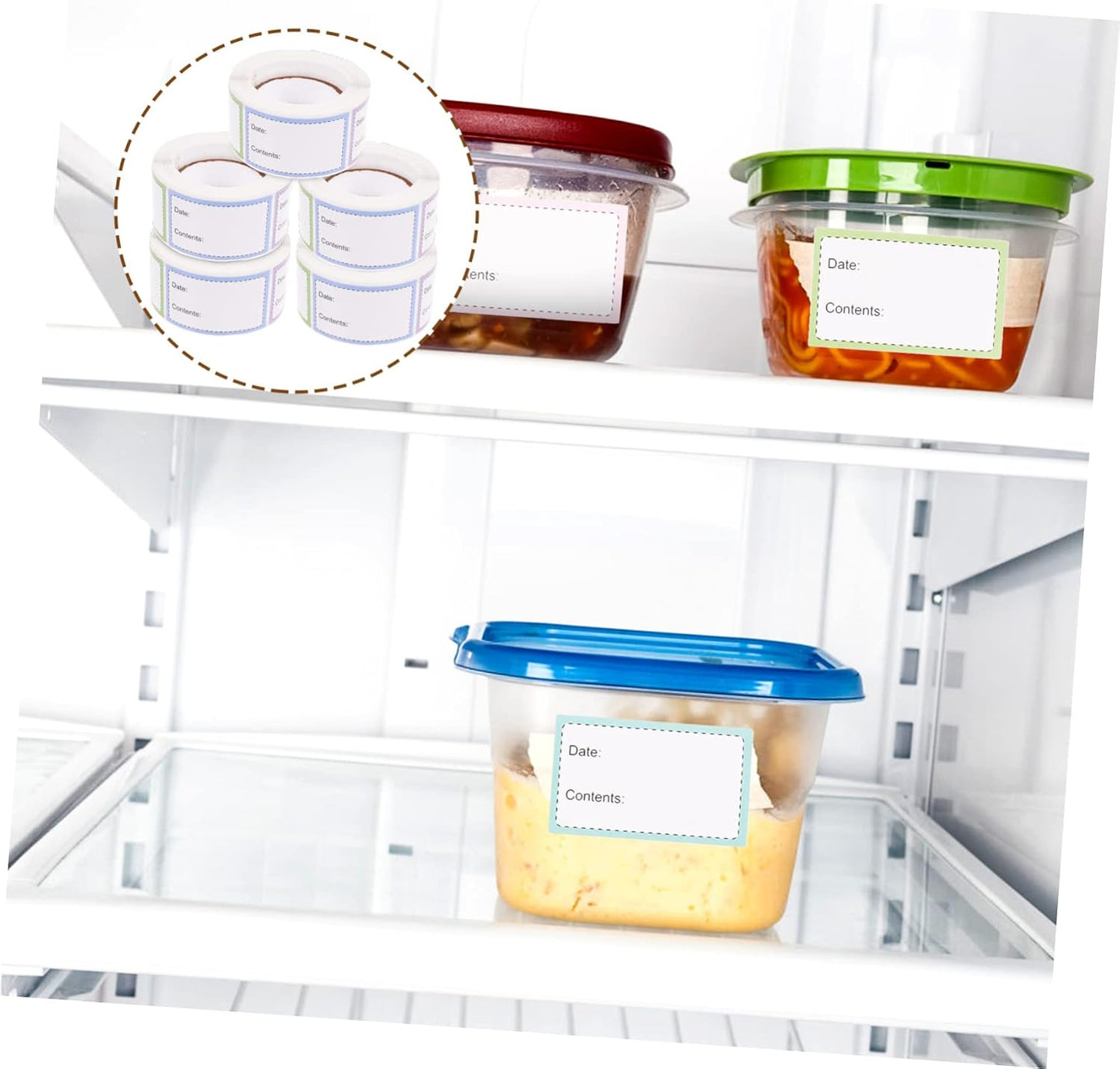 jojofuny 5 Rolls of Multi-Function Food Safety Date Labels Blank Writing Stickers for Refrigerated Items Decorative Bottle Stickers for Kitchen and Office