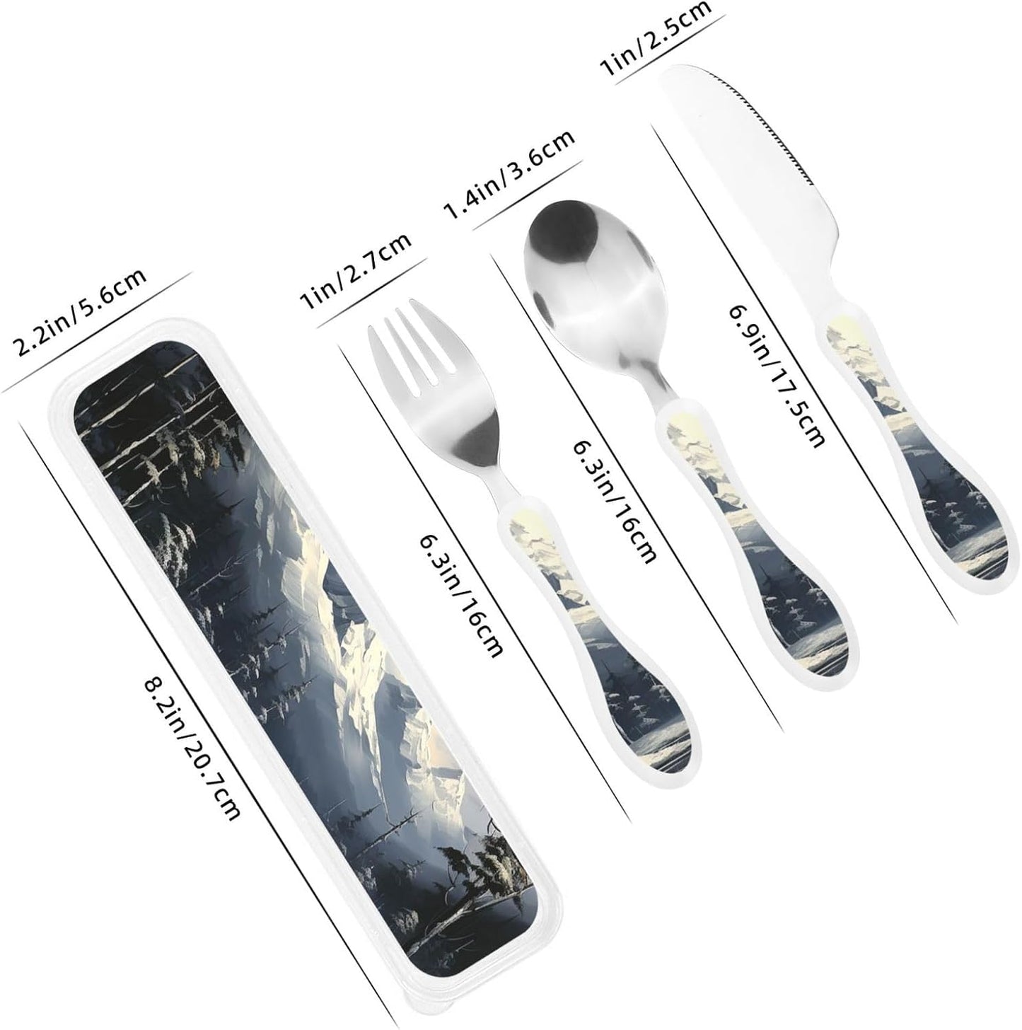 3-Piece Kids Silverware Set With Storage Case, Stainless Steel Reusable Children Safe Knife Spoon Fork Set Blue Active Girl Running Sunset Children Flatware Set For Kids Lunch Box - Colors C