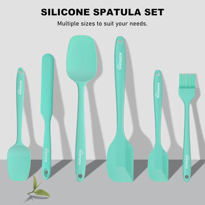 NileHome Silicone Spatula Set, 6 Pieces Food Grade Kitchen Utensils with Silicone Brush Heat Resistant Up to 600°F Dishwasher Safe BPA-Free Rubber Spatula for Scraping, Baking, Cooking, Mixing-Black