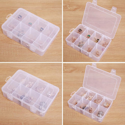 Vidifor 2 Packs 8-Compartments Art Supply Container, Clear Plastic Organizer Box with Dividers for Crafts Jewelry Fishing Tackles Hardware Metal