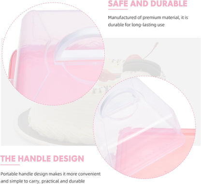 VICASKY Portable Cake Carrier with Handle and Lid 10.03 Inch Square Plastic Cake Container for Birthday Parties Home Baking Transport