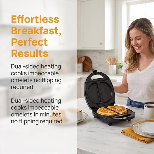 Multifunctional Electric Nonstick Breakfast Griddle, Dual Zone Electric Omelette Maker, Non-Stick Omelet & Frittata Maker, Burger, Eggs, Pancake Griddle- Nonstick Surface，2pcs