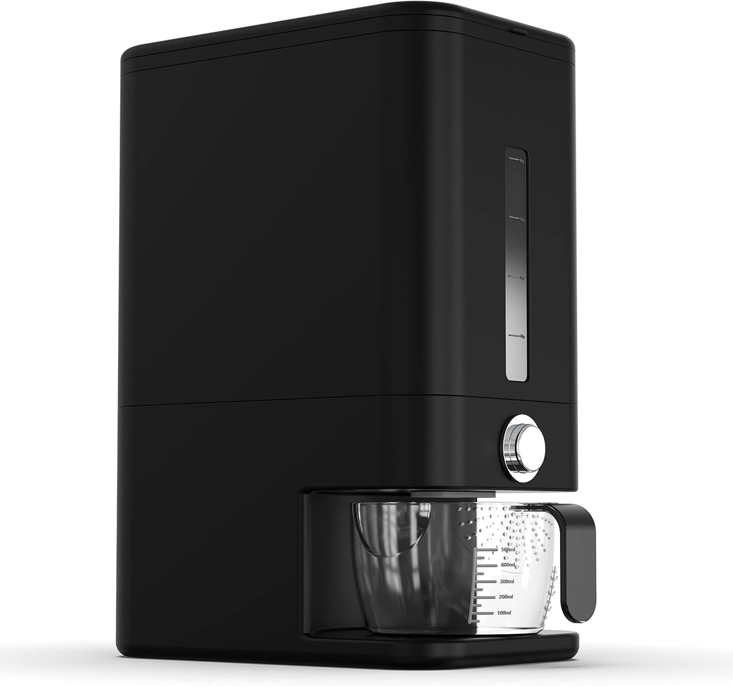 25lb Rice Dispenser - Air Tight Grain & Rice Container With Smart Quantity Dispense, Measuring Cup - NEW Black Design Grain Storage Container.