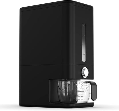 25lb Rice Dispenser - Air Tight Grain & Rice Container With Smart Quantity Dispense, Measuring Cup - NEW Black Design Grain Storage Container.