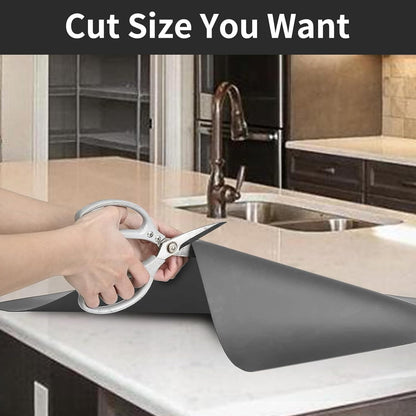 Super Large Silicone Mat, 120"x24" Silicone Mats for Kitchen Counter, Non-slip Heat Resistant Mat,Thicken Kitchen Counter Mat, Waterproof Countertop Protector for Craft (Black)