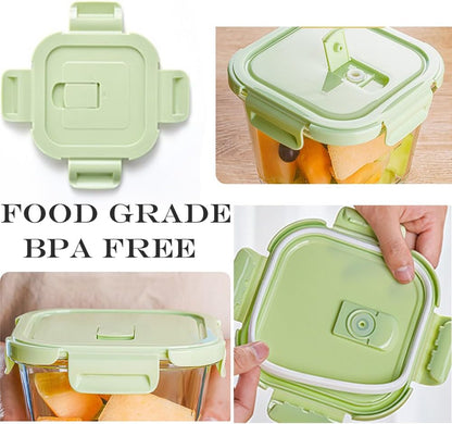 16oz Square Glass Food Storage Containers With Lids, 2 Cup Square Glass Food Containers With Lids, BPA free Small Meal Prep Bowls for leftovers, Dishwasher, Freezer Safe (8Pack)