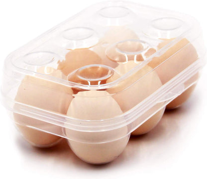 JAMOR 6 Grid Egg Storage Box Refrigerator Crisper Egg Protection Box Portable Egg Carriage Container For Camping Picnic Essential (Blue)