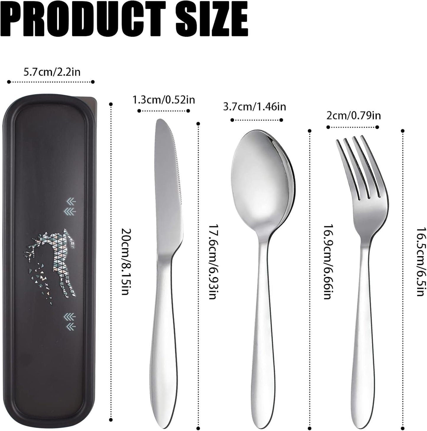 Travel Utensils with Case, Stainless Steel Silverware Set for Lunch Box, Portable Camping Cutlery Fork Spoon Knife, Reusable Utensil Set Flatware for Picnic School, Dishwasher Safe (Blue)