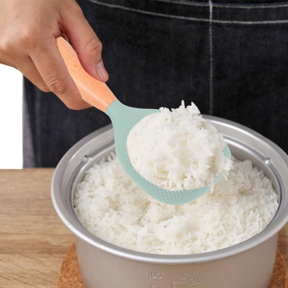 MAGICLULU Silicone Rice Paddle with Wooden Handle, Non Stick Rice Spoon